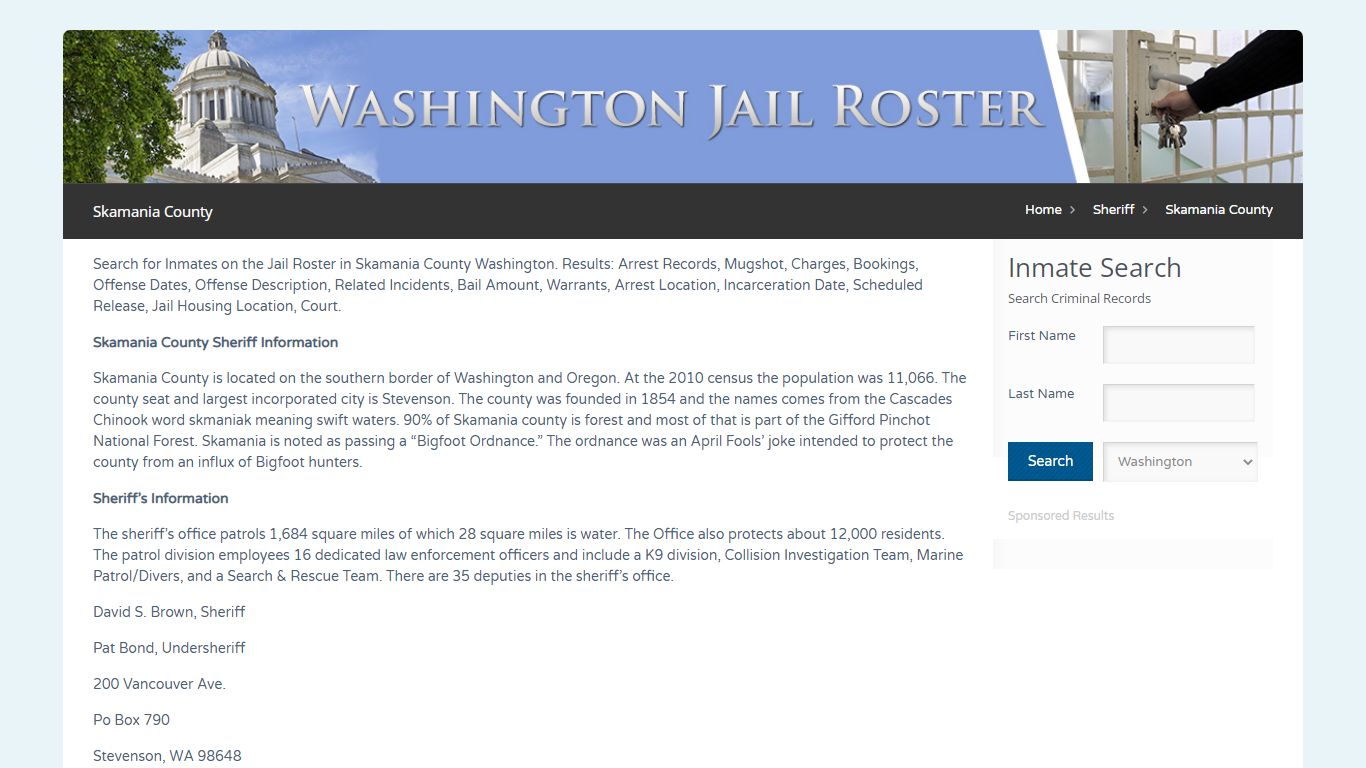 Skamania County | Jail Roster Search